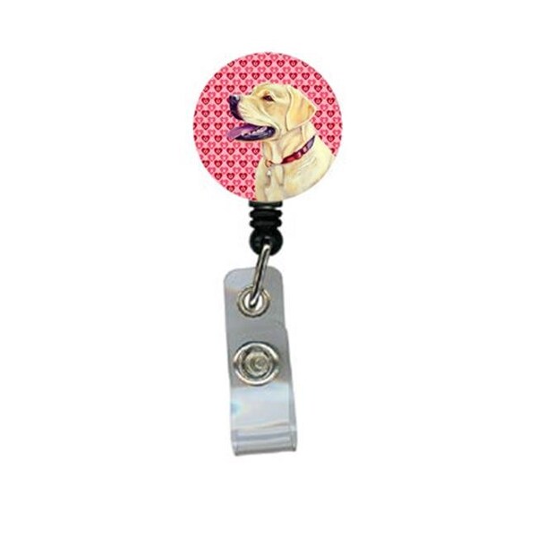 Teacher'S Aid Labrador Valentines Love and Hearts Retractable Badge Reel or ID Holder with Clip TE752049 - main